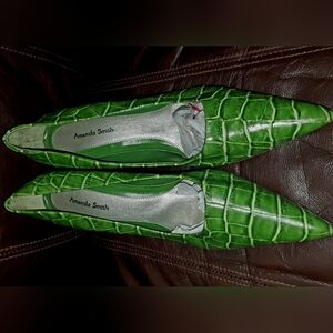 Amanda Smith Green Crocodile Pattern Heels